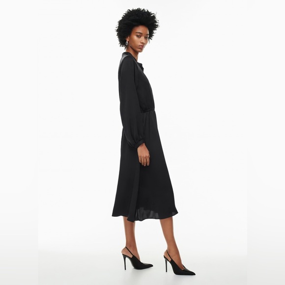aritzia lexington black satin midi dress - Picture 3 of 5